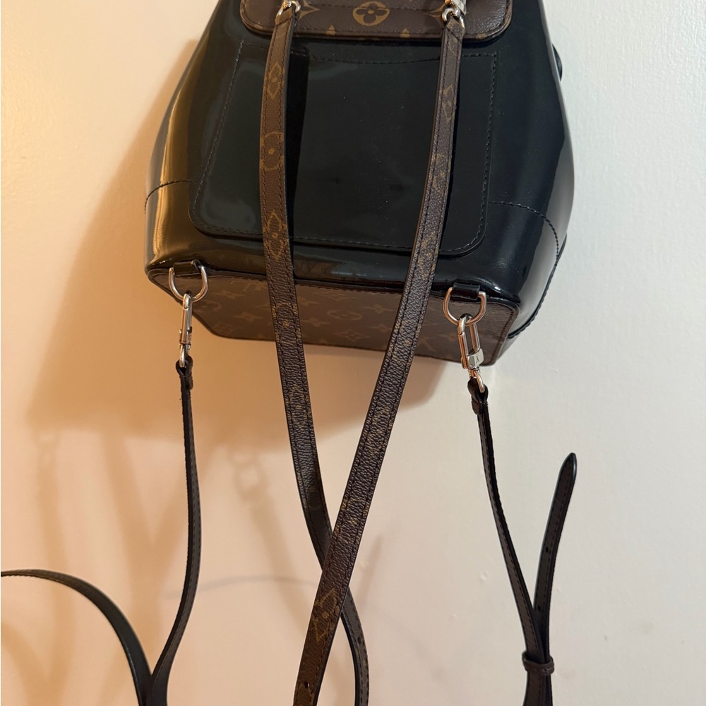 Louis Vuitton Glossy Black and Monogram Brown Backpack - Picture 2 of 8